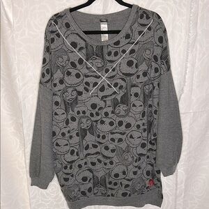 DISNEY black/gray Nightmare Before Christmas sleepwear pajama top Size L (11-13)